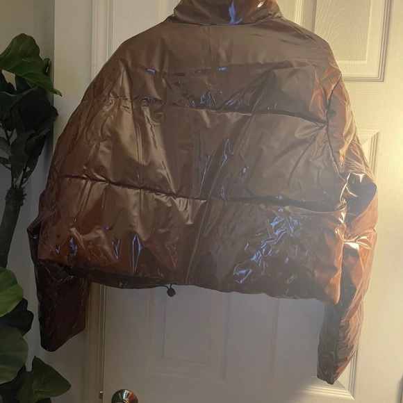 Brown vinyl puffer jacket - Picture 6 of 9